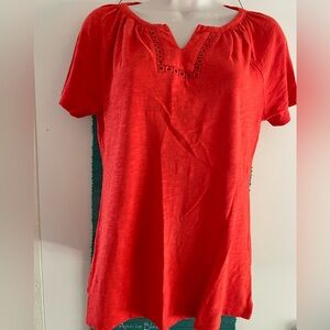 Talbots size P like new cotton tee. Reddish orange.